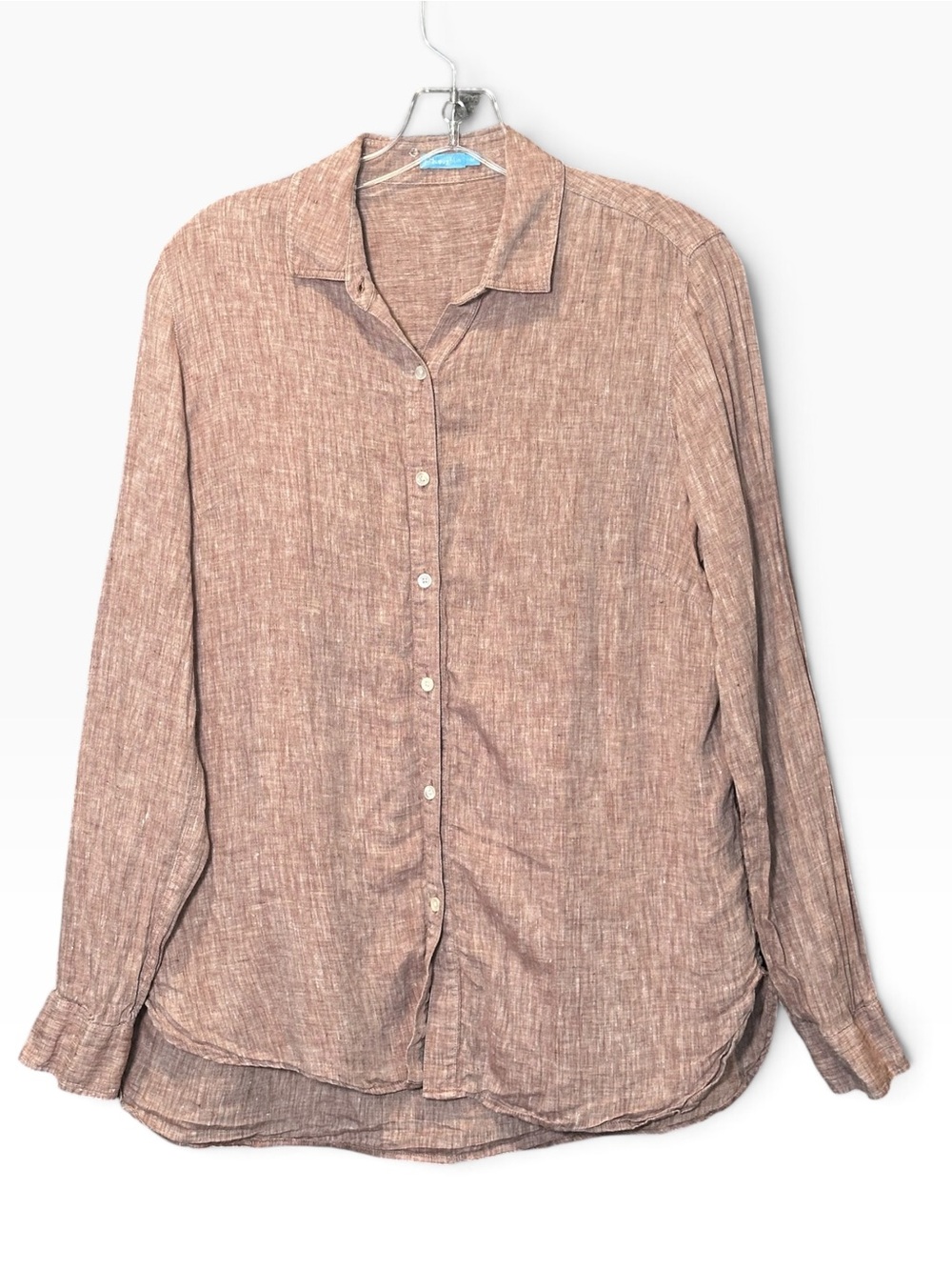 J McLaughlin Women's M 100% Linen Button Front Shirt Blouse Long Sleeve Salmon